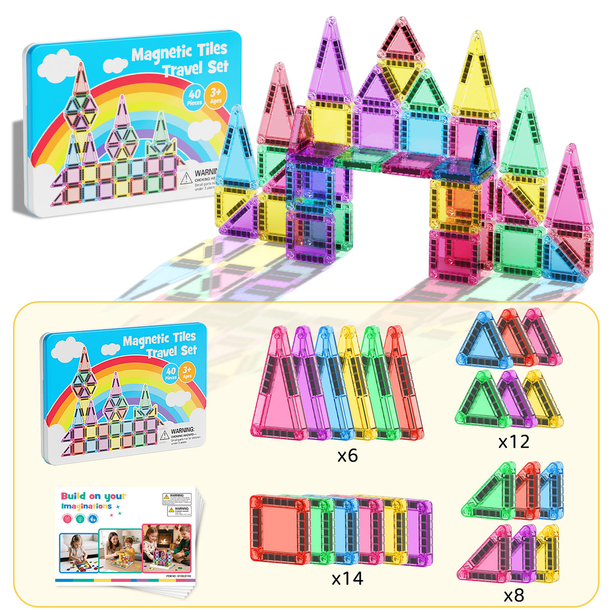 40PCS Candy Colors Magnetic Tiles Set S1103 image 7