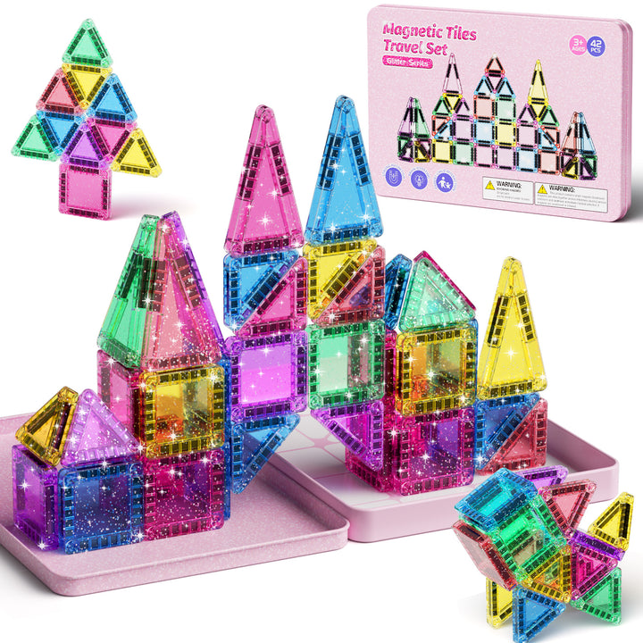 42PCS Glitter Candy Colors Magnetic Tiles Set S1109