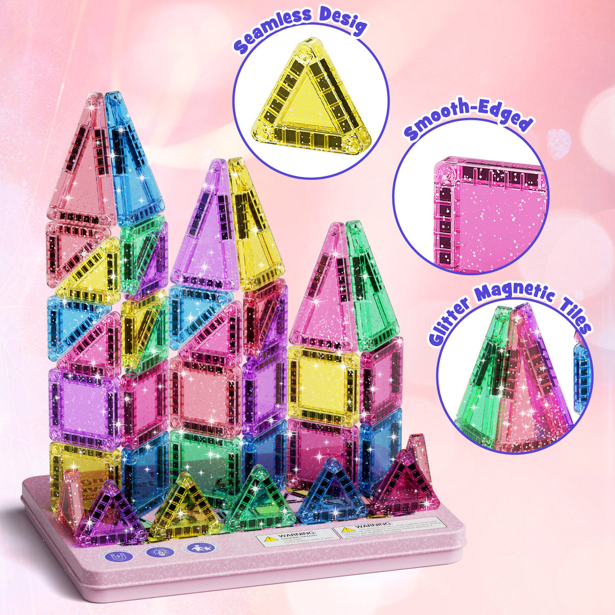 42PCS Glitter Candy Colors Magnetic Tiles Set S1109 image 7