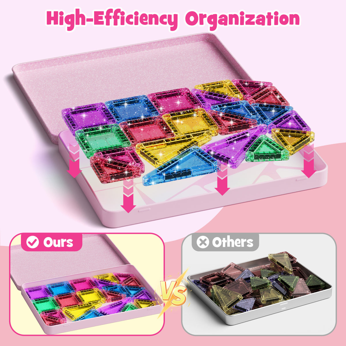 42PCS Glitter Candy Colors Magnetic Tiles Set S1109 image 8