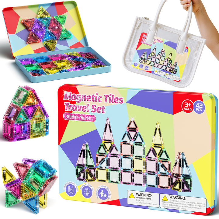 42PCS Glitter Candy Colors Magnetic Tiles Set S1110
