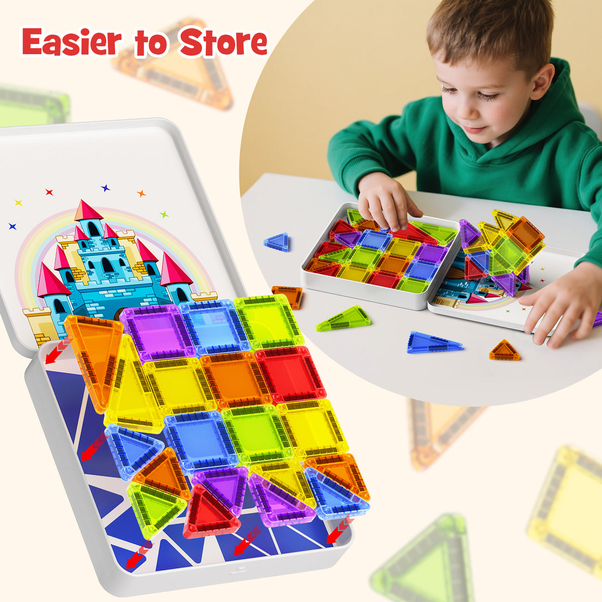 60PCS Classic Colors Magnetic Tiles Set S1112 image 6