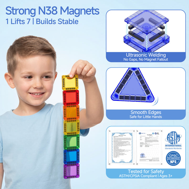 60PCS Classic Colors Magnetic Tiles Set S1113