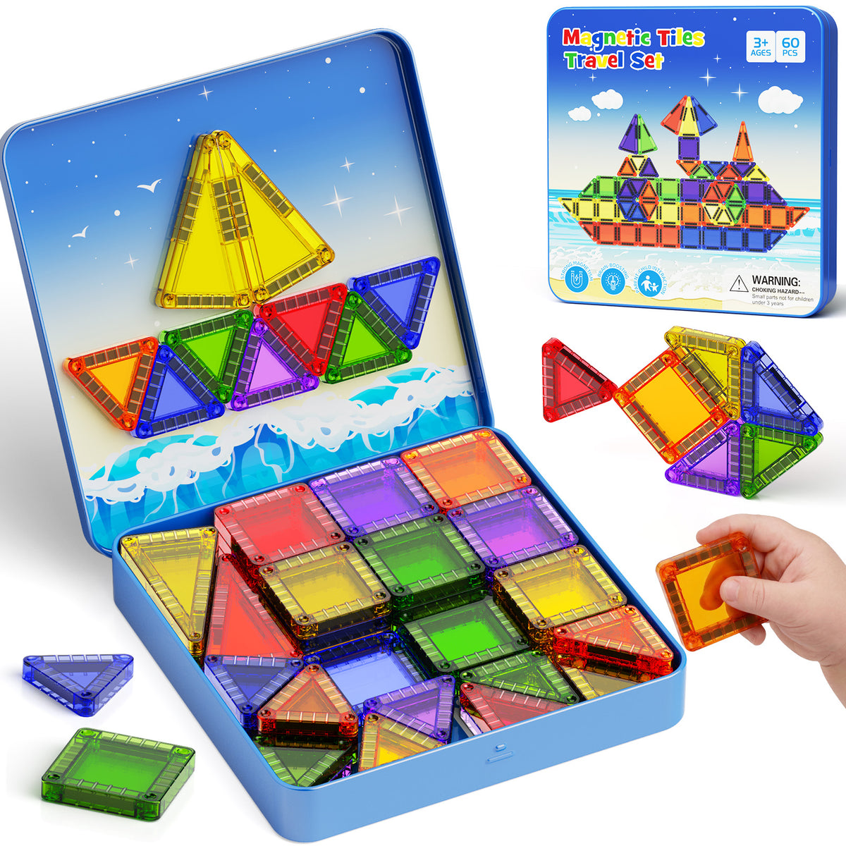 60PCS Classic Colors Magnetic Tiles Set S1113 image 2
