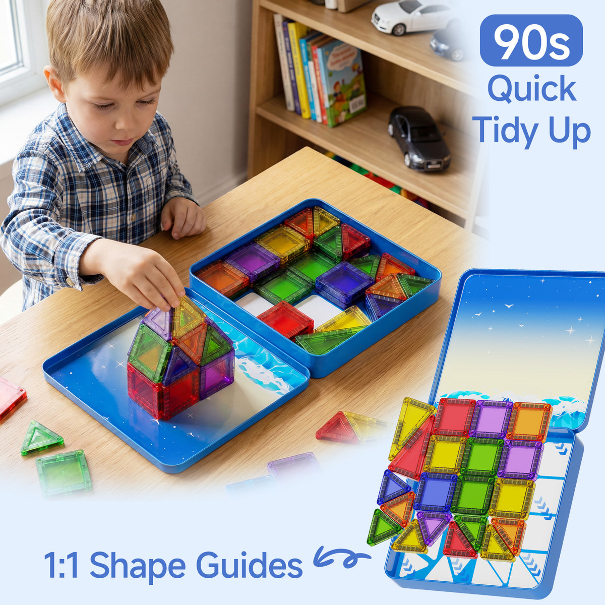 60PCS Classic Colors Magnetic Tiles Set S1113 image 6
