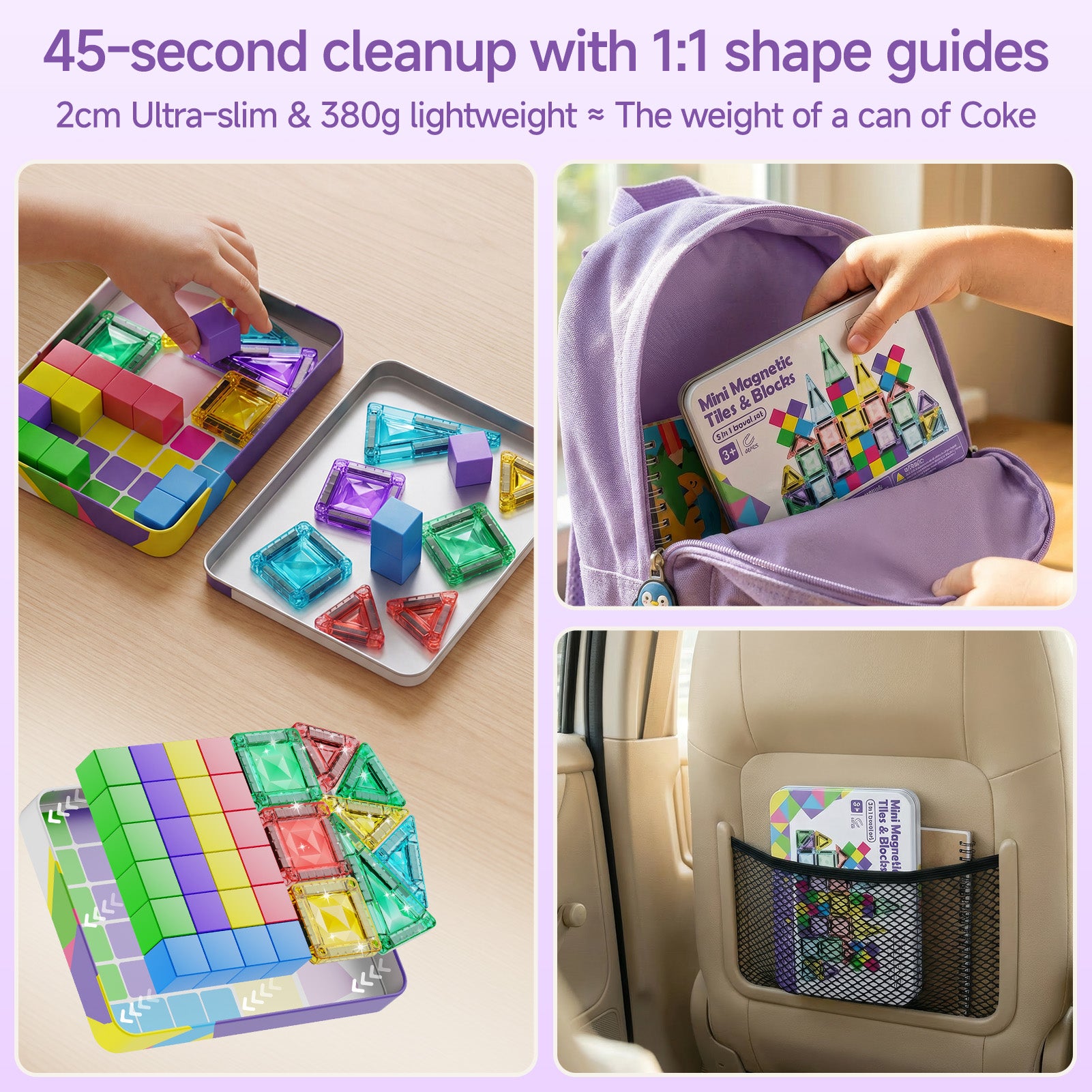 3-in-1 Magnetic Tiles & Blocks Set | Burgkidz Outdoor STEM Toy