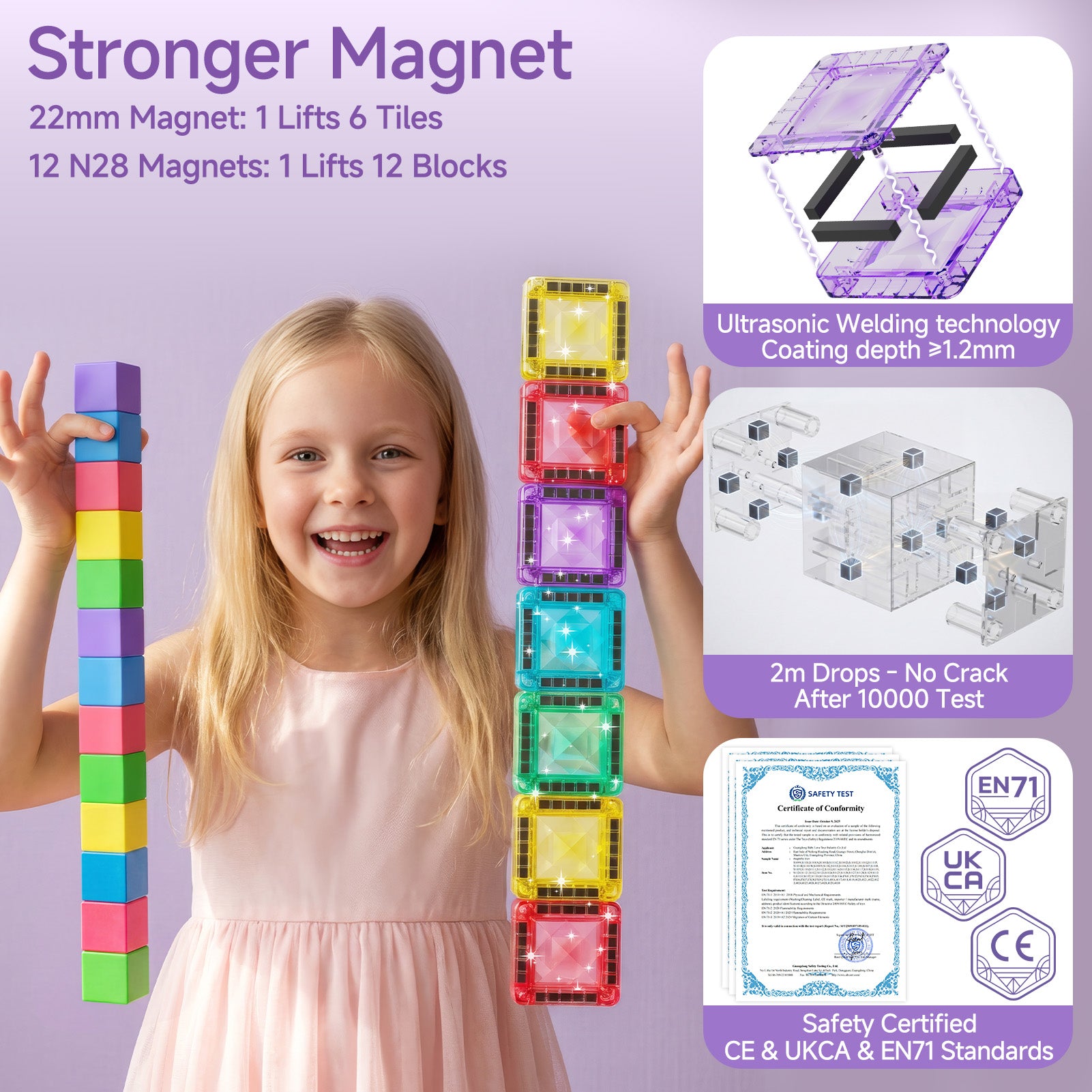 3-in-1 Magnetic Tiles & Blocks Set | Burgkidz Outdoor STEM Toy
