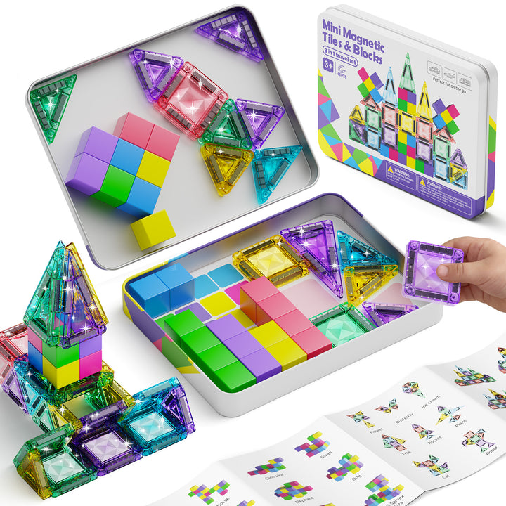 S1136 3-in-1 Magnetic Tiles & Magnetic Blocks Set S1136