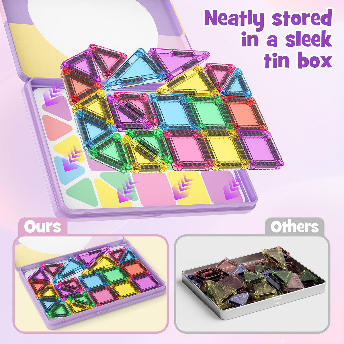 42PCS Candy Colors Magnetic Tiles Set S1106 image 7