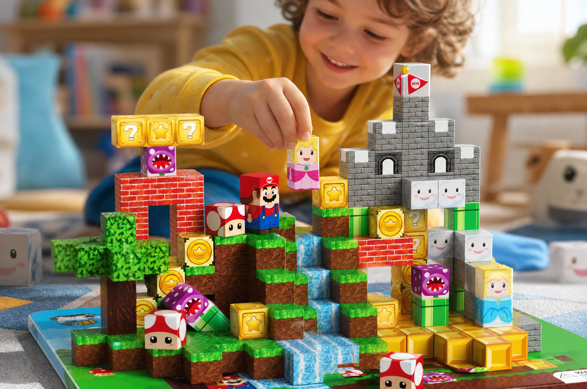 Children building with Burgkidz magnetic tiles